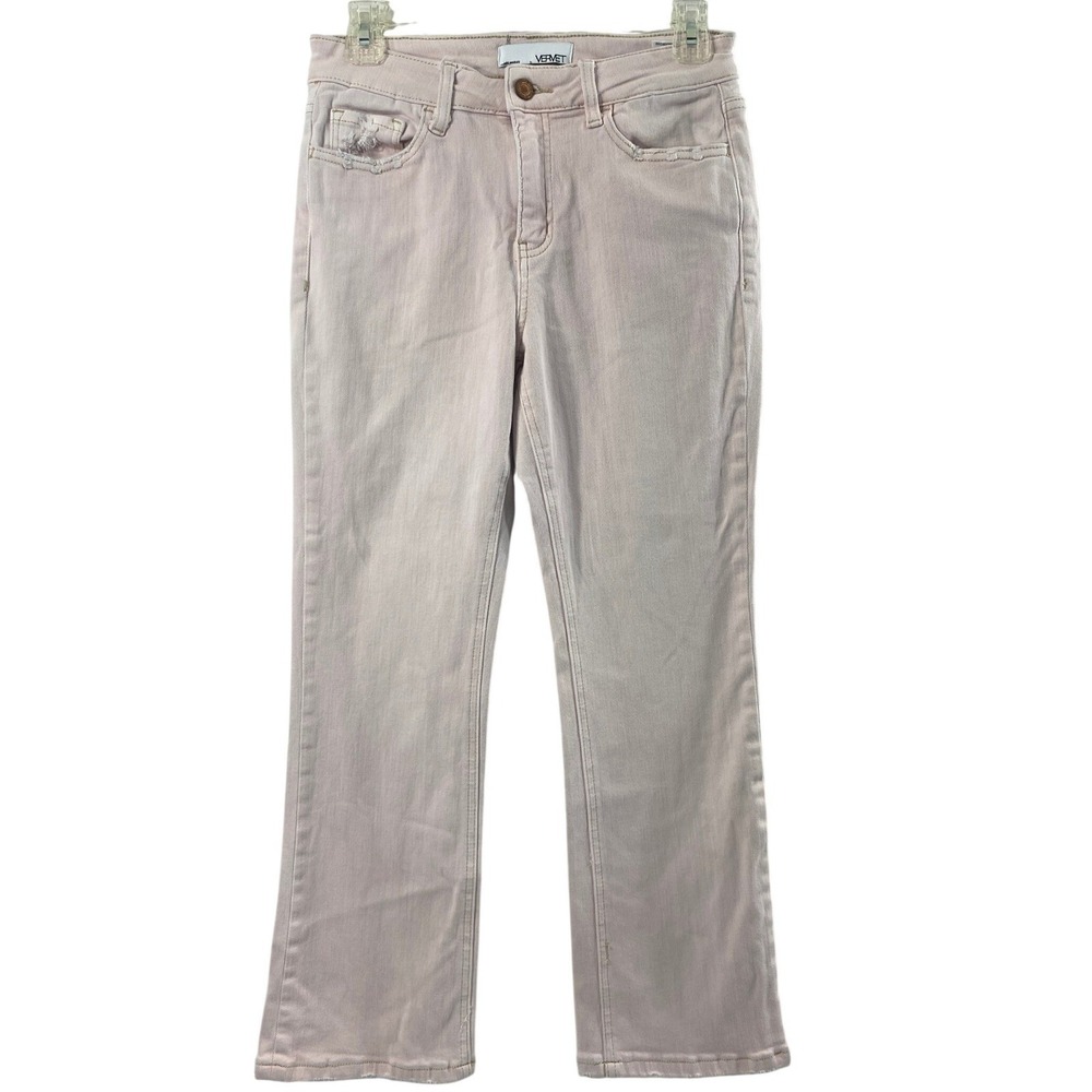 Vermet Pale Pink Denim‎ Jeans Women 27 Blue Fade Distress Boot Pockets Casual